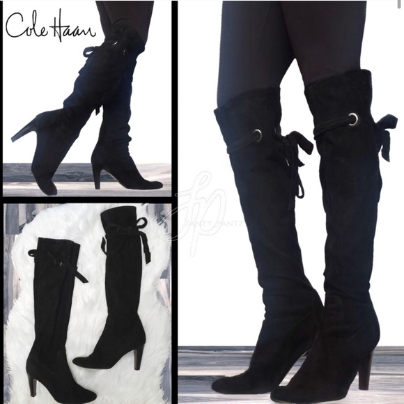 Cole Haan Suede Knee High Heeled Boots - Picture 5 of 5
